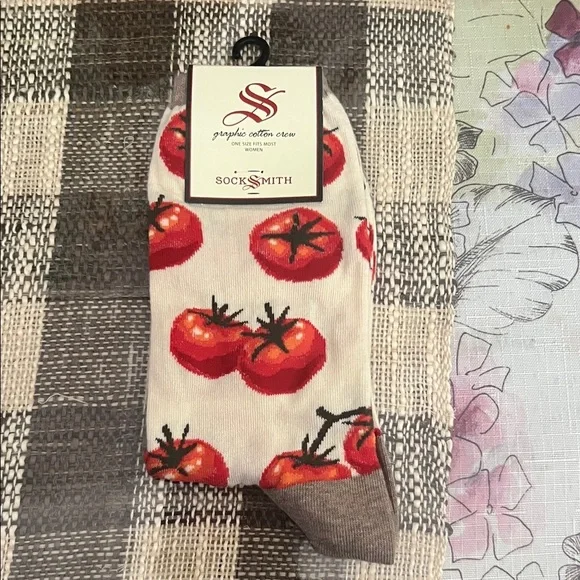 Socksmith Women's Tomato Print Socks - Cream and Tan - Picture 2 of 3
